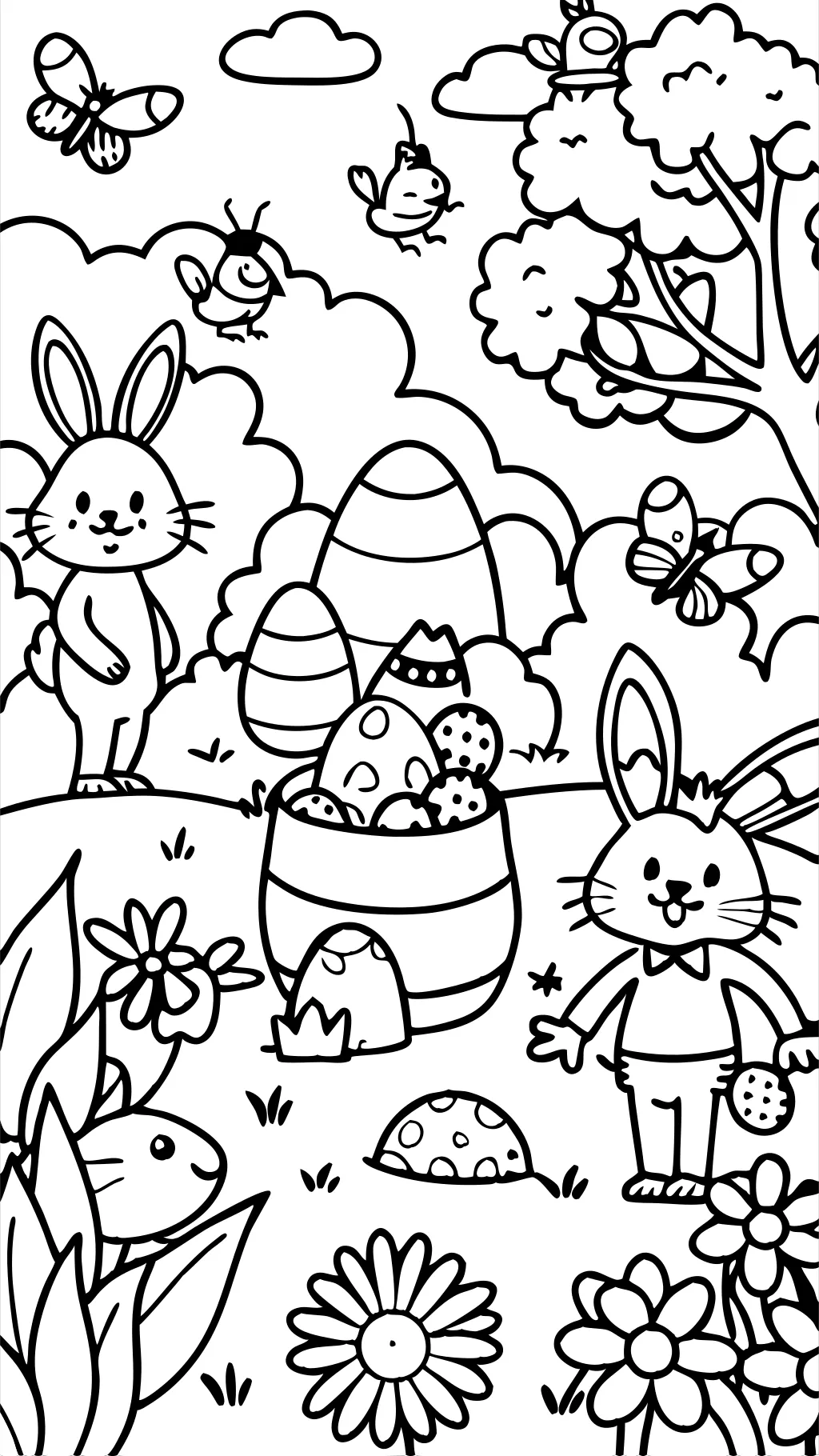 easter egg hunt coloring pages